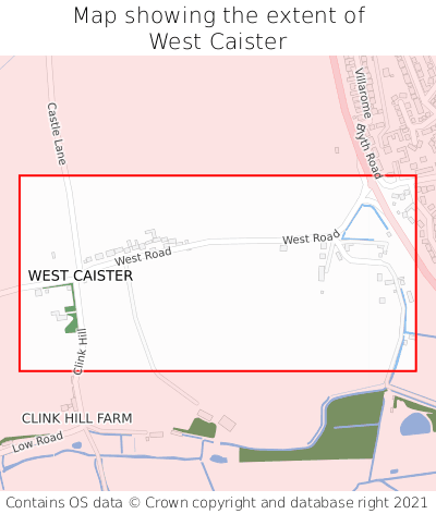 Map showing extent of West Caister as bounding box
