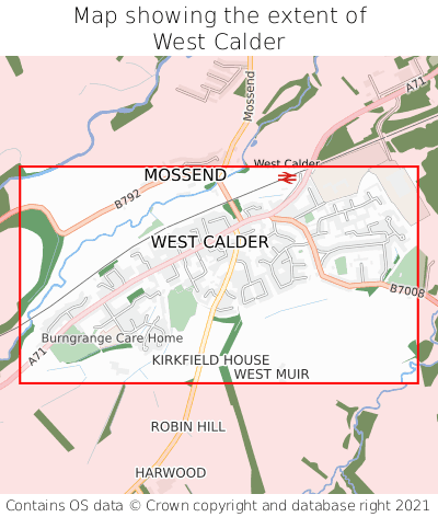 Map showing extent of West Calder as bounding box
