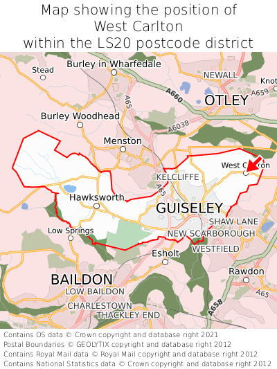 Map showing location of West Carlton within LS20