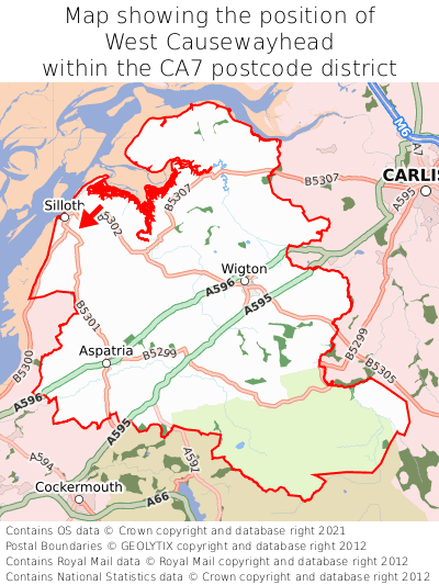 Map showing location of West Causewayhead within CA7