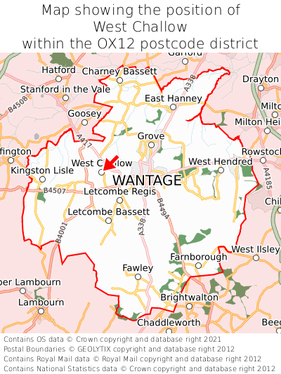 Map showing location of West Challow within OX12