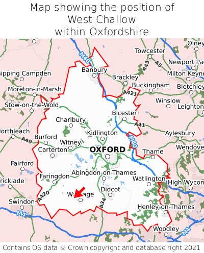 Map showing location of West Challow within Oxfordshire