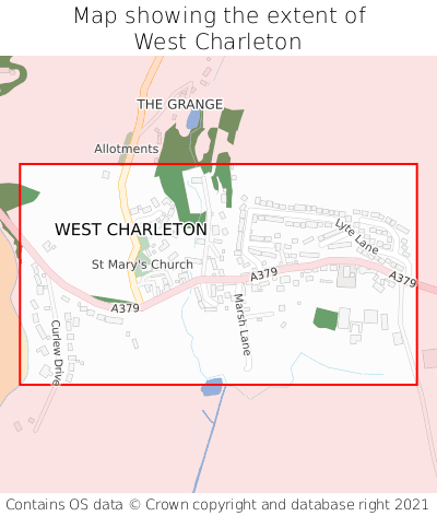 Map showing extent of West Charleton as bounding box