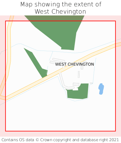 Map showing extent of West Chevington as bounding box