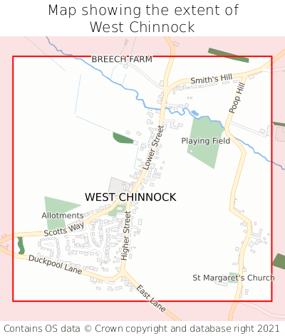 Map showing extent of West Chinnock as bounding box