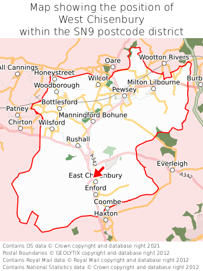 Map showing location of West Chisenbury within SN9