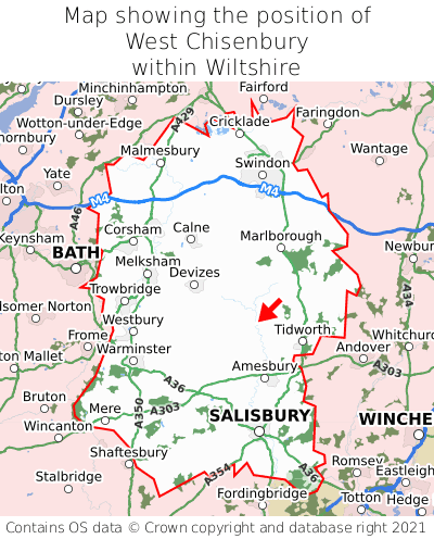 Map showing location of West Chisenbury within Wiltshire
