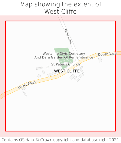 Map showing extent of West Cliffe as bounding box