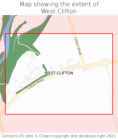 Map showing extent of West Clifton as bounding box