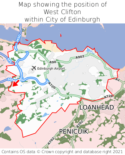 Map showing location of West Clifton within City of Edinburgh