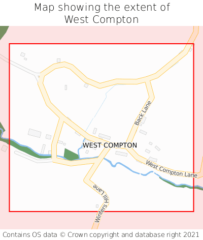Map showing extent of West Compton as bounding box