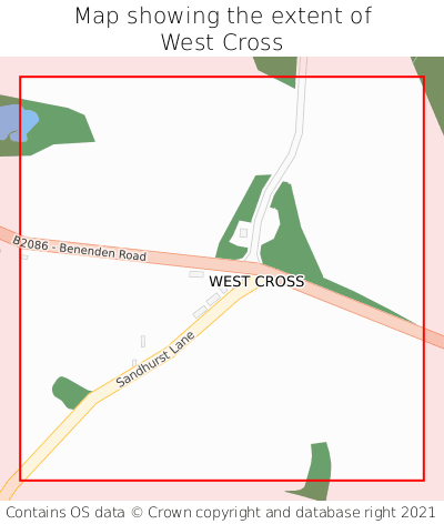 Map showing extent of West Cross as bounding box