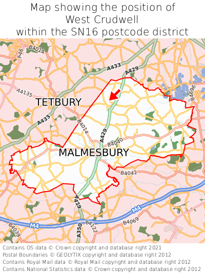 Map showing location of West Crudwell within SN16