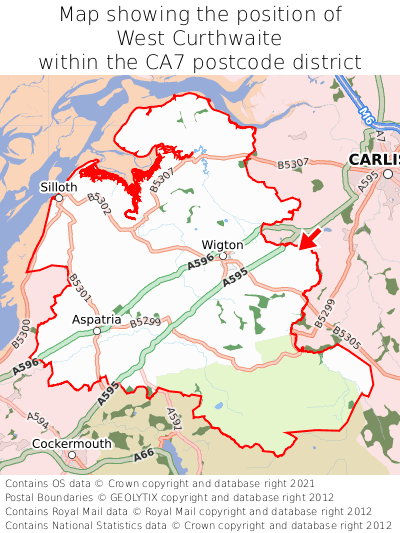 Map showing location of West Curthwaite within CA7