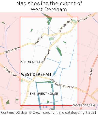 Map showing extent of West Dereham as bounding box