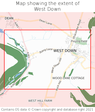 Map showing extent of West Down as bounding box
