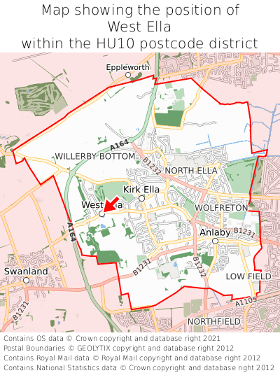 Map showing location of West Ella within HU10