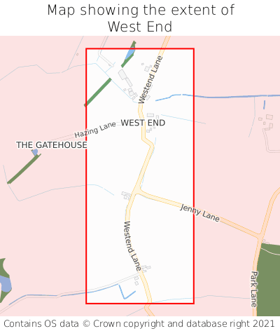 Map showing extent of West End as bounding box