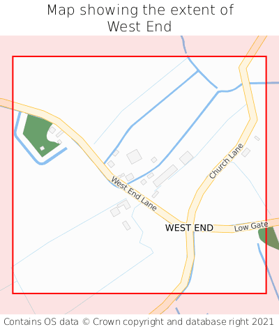 Map showing extent of West End as bounding box