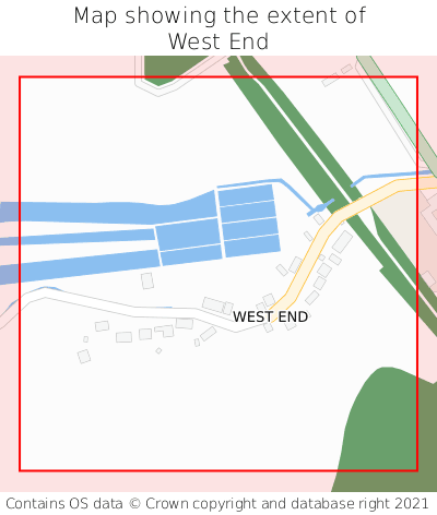 Map showing extent of West End as bounding box