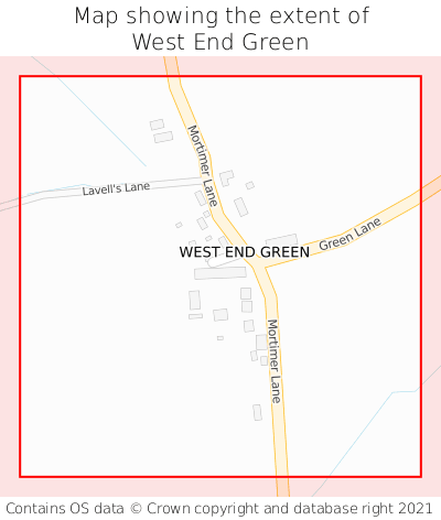 Map showing extent of West End Green as bounding box
