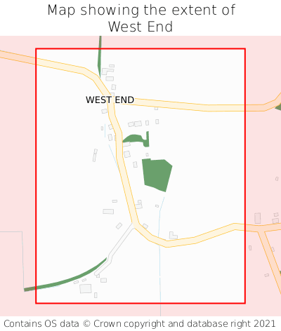 Map showing extent of West End as bounding box