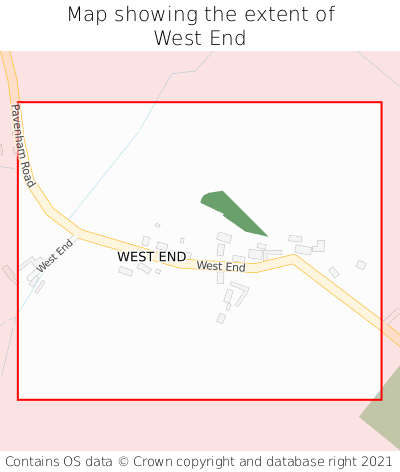 Map showing extent of West End as bounding box