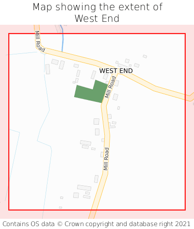 Map showing extent of West End as bounding box