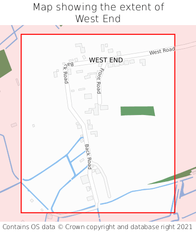 Map showing extent of West End as bounding box