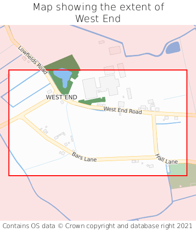 Map showing extent of West End as bounding box