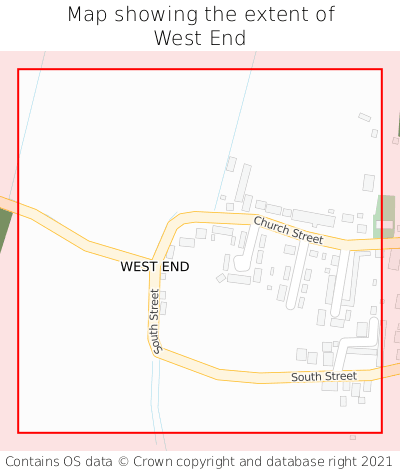 Map showing extent of West End as bounding box