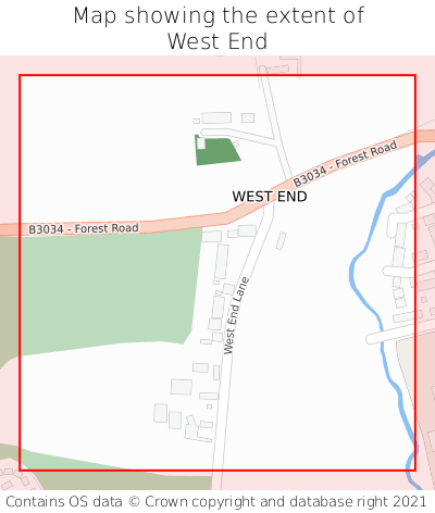 Map showing extent of West End as bounding box