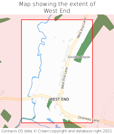 Map showing extent of West End as bounding box