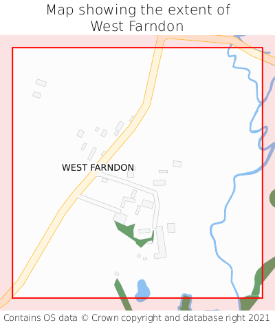 Map showing extent of West Farndon as bounding box