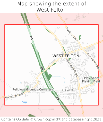 Map showing extent of West Felton as bounding box