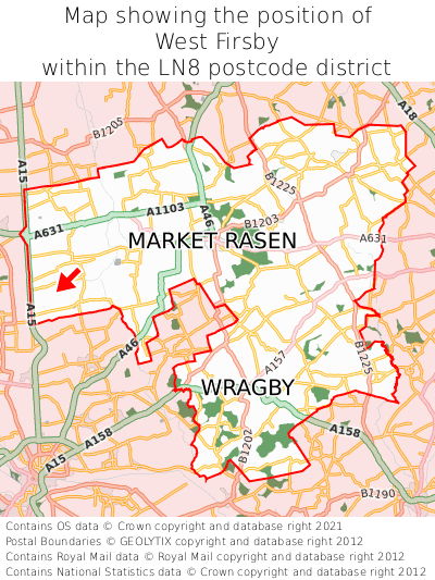 Map showing location of West Firsby within LN8