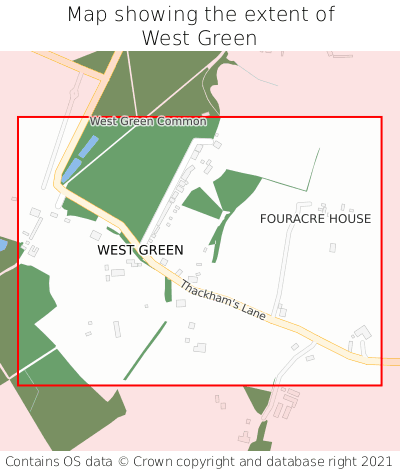 Map showing extent of West Green as bounding box