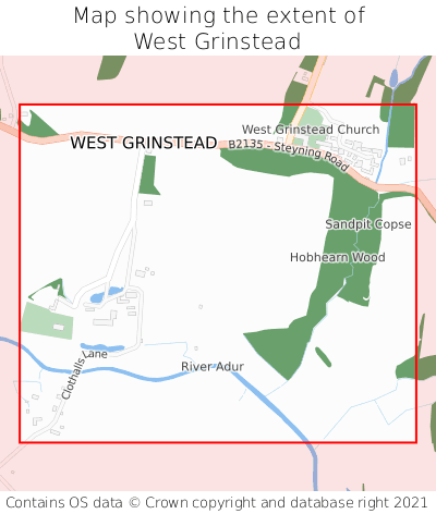 Map showing extent of West Grinstead as bounding box