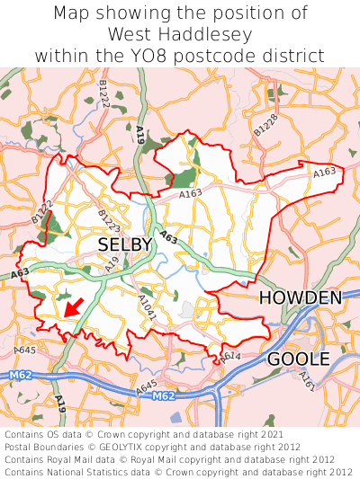 Map showing location of West Haddlesey within YO8