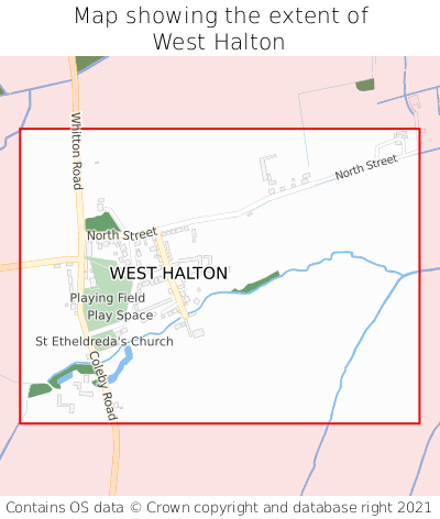 Map showing extent of West Halton as bounding box