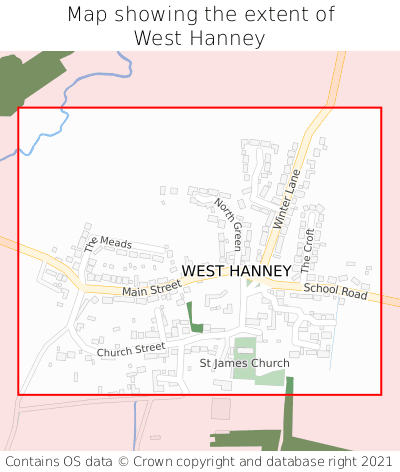 Map showing extent of West Hanney as bounding box