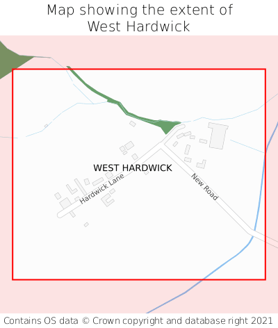Map showing extent of West Hardwick as bounding box