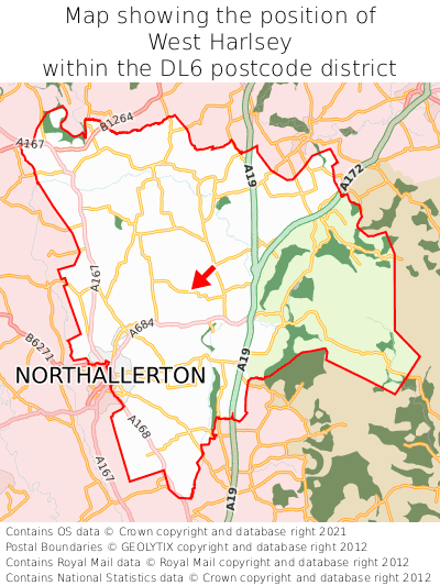 Map showing location of West Harlsey within DL6