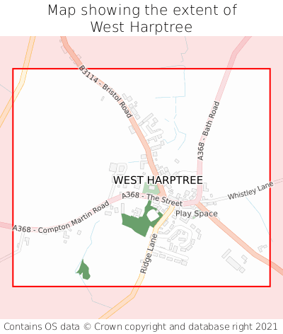 Map showing extent of West Harptree as bounding box