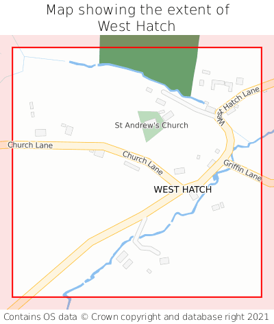 Map showing extent of West Hatch as bounding box