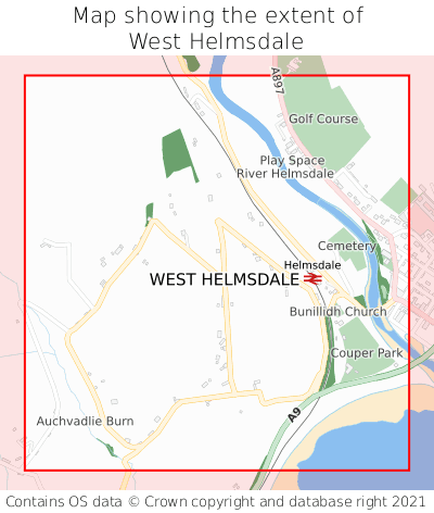 Map showing extent of West Helmsdale as bounding box