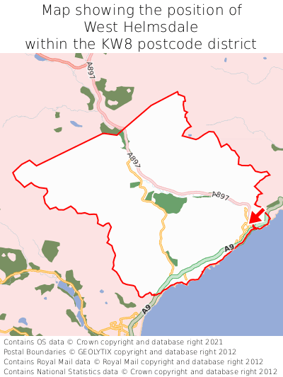 Map showing location of West Helmsdale within KW8