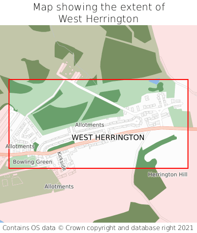 Map showing extent of West Herrington as bounding box