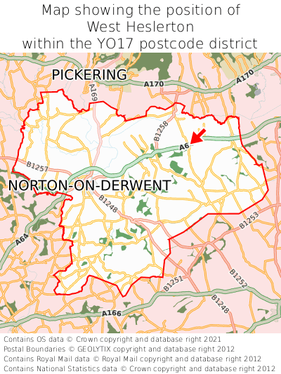 Map showing location of West Heslerton within YO17