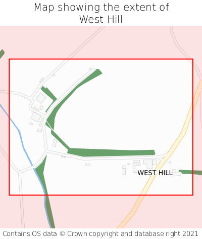 Map showing extent of West Hill as bounding box